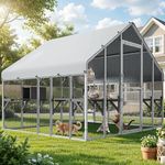 DWVO 94 Inch Catio Outdoor Cat Enclosure, Large Outdoor Cat House for Multiple Cats, Metal Cat Cage Outdoor with Weatherproof Roof, 7 Platforms, 2 Resting Box and Cat Hammock Bed