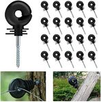 VinBee 20Pcs Black Electric Fence Insulator Screw-in Insulator Fence Ring Post Wood Post Insulator