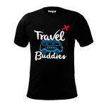 Hangout Hub Travel Buddies Cotton Round Neck Family T shirts for Men's (Black|Pack Of 1|Men-XX-Large)