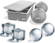 glacio Ice Cube Molds - Jumbo Square Cube Tray with Lid and 2 Large Sphere Molds