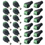 FULARR 24Pcs Professional DC Connector Plug, Barrel 12V DC Power Jack Connector Adapter, 12 Pairs 2 Pin Male Plug & Female Socket Set, for CCTV Camera LED Strip (5.5 X 2.1mm)