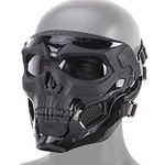 Tactical Protection Adjustable Skull Full Face Mask, Suitable for Paintball Shooting, CS War Games, Halloween Parties, Etc.