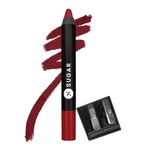 SUGAR Cosmetics Matte as Hell Crayon Lipsticks for Women | Lasts Up To 8+ Hours | Lip Crayon with Sharpener | 2.8gm - 10 Cherry Darling