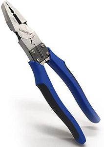 Linesman Pliers-KAIHAOWIN 8" High Leverage Side Cutters-Heavy Duty chromium vanadium steel Combination Pliers-Cut ACSR/Nails/Screws-Multitools for Hard Wire Cutter Stripper Crimper Professional Pliers