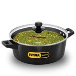 Hawkins Futura 5 litre Cook n Serve Casserole, Non Stick Saucepan with Glass Lid, Induction Sauce Pan for Cooking and Serving, Black (INCB50G)