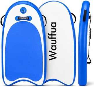 Wauffua Thick Inflatable Bodyboard for Beach & Surfing | 43" Lightweight Body Board with Handles & Wrist Leash, Durable Foldable Surfboard Suitable for Most Body Sizes & Most Skill Levels