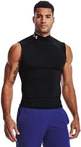 Under Armour Men's HeatGear Compression Mock Sleeveless, Black (001)/White, Medium