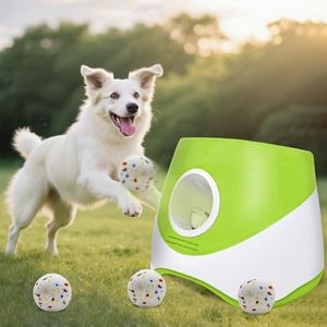 Automatic Dog Ball Launcher for Small to Medium Dogs, 2.2 Inch ETPU Dog Ball Thrower, 3 Distance Adjustable 19-39 Ft Interactive Dog Toy, Mental Stimulating Puppy Toy with 4 ETPU Balls (Light Green)