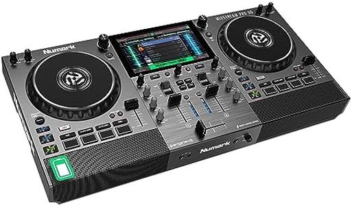 Numark Mixstream Pro Go - Contrôleur DJ autonome avec batterie, mixeur DJ, enceintes, Amazon Music Unlimited, Wi-Fi, écran tactile, Serato DJ