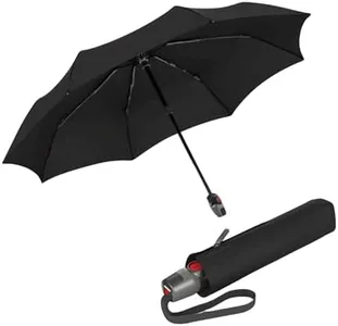 Knirps T.200 Medium Duomatic Automatic Open Close Rain Umbrella for Adults - Portable Weather Protection - Compact, Fits in Backpack or Purse, Retractable with Carrying Case, Black, 97cm Diameter
