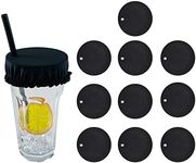 (10-Pack) Drink Covers for Alcohol Protection, Reusable&Washable Fabric Drink Cover with Straw Hole,Wine Glass Covers to Keep Bugs Out, Anti-Drug Cup Cover for Bar (Sesame Black)