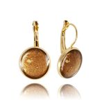 Handmade Classic Small Round Drop Earrings Jewellery for Women (Painted Brown Gold)