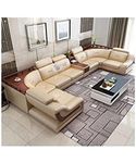 LUKRAIN Leatherette Sofa Set/ 2+1+1+1+2 7 Seater/U Shape Sectional Sofa Set/Without Centre Table for Your Living Room/Office/Dining Room/Hall (Color Beige) 18 Months Warranty