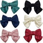 6Pcs Hair Bow Clips for Women, BetterJonny Large Bow Hair Barrettes Solid Satin Bow Hair Clips for Girls Women, Adult Teens Hair Accessories…