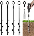 14.4'' Ground Anchors Screw in - Heavy Duty for High Winds - Ground Stakes Earth Anchors - Shed Anchor Kit Auger Anchor, Swing Set, Tent, Trampoline, Gazebo, Carport, Trap Anchors Hurricane Tie Down