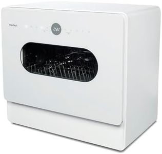 MEDION Mini Geschirrspüler DWT51 (Tischgeschirrspüler mit Touch-Bedienfeld, Eimer-Funktion, 5 Maßgedecke, funktioniert mit/ohne Wasseranschluss, 7 Reinigungsprogramme, Startzeitvorwahl, MD 37766) weiß