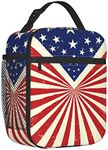 famliihw Vintage American Flag Lunch Box Reusable Insulated Lunch Bag Thermal Cooler Tote For Boys Girls Teen School Men Women Picnic Travel Hiking