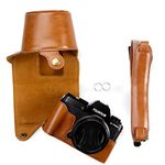 Fuji X-T100 Case, kinokoo PU Leather Cover Bag for FUJIFILM X-T100 Camera and 15-45mm Lens Full Protection (brown)