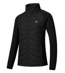 MoFiz Women Insulated Running Jackets Puffer Coat Zip Pocket Lightweight Fall Winter Warm Snow Softness Jacket Black,L