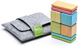 8 Piece Tegu Pocket Pouch Magnetic Wooden Block Set, Tints