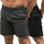 COOFANDY Men's 7 Inch Gym Workout Shorts 2 Pack Quick Dry Running Athletic Shorts Bodybuilding Shorts with Pockets Black/Dark Grey