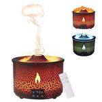 Volcano Humidifier Quiet Flame Diffuser: 300ml Spray Humidifier with 2 Modes Fire Mist Waterless Auto Shut Off Aromatherapy Diffuser with Remote Control for Bedroom Home, Office(Red & Blue)