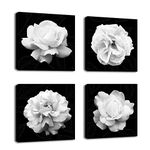 White Flowers Wall Art Canvas Pictures for Bathroom Decoration Modern Canvas Artwork Bedroom Blossoms Painting Prints Home Office Decor Framed Ready to Hang 30CM X 30CM X 4PCS