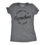 Womens Promoted to Grandma Est 2024 T Shirt Best Gift Funny Novelty Graphic Tee Funny Womens T Shirts Funny Grandma T Shirt Women's Novelty T Shirts Dark Grey L