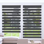 Kokorona Day and Night Blinds Zebra Roller Blinds for Windows, Dual Layer Fabric Zebra Blinds for Doors, Light Filtering Privacy Day Night Blinds, 65cm Wide x 230cm Drop, Dark Grey