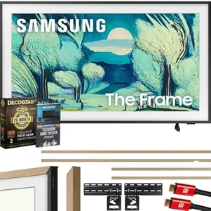 Samsung QN50LS03FA 50" The Frame QLED 4K AI TV (2025) Bundle with Modern Teak Bezel, CPS 26 Month Protection, Slim Flat Mount, 2X HDMI Cables & Deco Gear Complete Home Theater Beginner's Guidebook