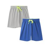 DaniChins Boys Loose Athletic Moisture Wicking Shorts Performance Mesh Shorts, Blue/Grey, 14