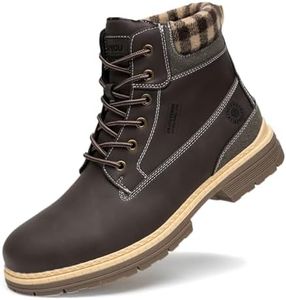 ANJOUFEMME Winter Hiking Boots Men Waterproof, Warm Work Trekking Boots for Men, Brown, 13
