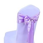 SINSSOWL Pack of 50 Satin Chair Sashes 7x108 inches for Wedding Party Feast Banquet Restaurant Event Decoration Satin Chair Bow Ties - Lavendar Light Purple