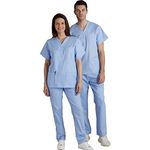 Proluxe TWIN PACK Professional Healthcare Scrub Suit Set - Top & Trouser - Unisex (as8, alpha, 4x_l, regular, regular, Sky Blue)