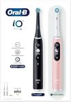 Oral-B iO6 2x Electric Toothbrushes For Adults, 2 Handles, 2 Toothbrush Heads, 5 Modes with Teeth Whitening, UK 2 Pin Plug, Black Lava & Pink Sand