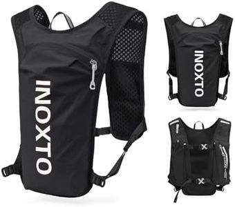 INOXTO Running Backpack, 5-Liter Lightweight Hydration Bag for Outdoor Hiking Cross Country Marathon Cycling Competition Mountaineering Water Bag Backpack for Men (Black and White)