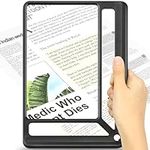 Tobegiga 4X Full Page Magnifying Glass for Reading, Lightweight Rectangular Magnifier Provides Large Book Page Viewing Area, Upgraded Handheld Magnifier for Reading Small Prints for Seniors Low Vision