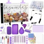 FANGZH Diamond Painting Storage Accessories Kit with A4 Light Pad, Bead Organizers, Drill Pens, Storage Boxes, and Tools for Adults (Purple)