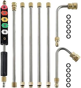 Upgraded Pressure Washer Extension Wand Set, 10 ft Replacement Lance with 6 Spray Nozzle Tips, 45°,90° Curved Rod, 1/4''Quick Connect, 10 Replaceable Anti-Leaked Ring