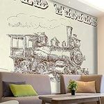 Removable Wallpaper Steam Engine Customize Temporary Wallpaper Accent Wall Extra Wide (W)59Inch X(H)59Inch