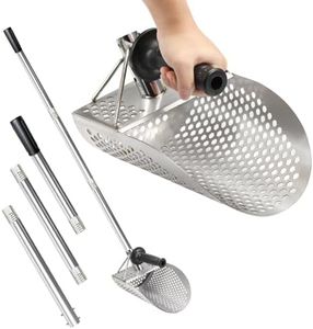 Run Pmy Long Handle Sand Scoop, Heavy Duty 304 Stainless Steel Metal Detecting Sand Scoop with Long Handle Sand Sifter