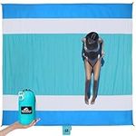 Sun Ninja Beach Blanket - Portable and Perfect for Picnics, Camping or Hiking - Blue, 108 x 118 inches