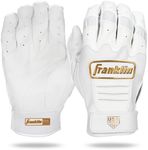 Franklin Sports USA Softball Women's Softball Batting Gloves - CFX Pro Fastpitch + Slowpitch Girls Batting Gloves - Adult + Youth Batting Glove Pairs - White + Gold - Adult Medium