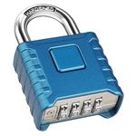 Diyife Heavy Duty Combination Padlocks Outdoor, [Weatherproof] 52mm Large 4 Digit Locker Padlock with 8mm Thick 304 Stainless Steel Shackle for Garage, Home, School, Gate, Shed, Fence, Gym (Blue)