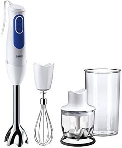 Braun MultiQuick 3 MQ3025 Hand Blender, Omelette Mixer, 2 Speeds, Splash Control, Dishwasher Safe parts, 350ml Chopper, Whisk and BPA-Free Plastic Beaker - White