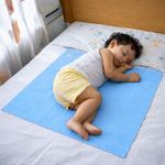 MY ARMOR Baby Dry Sheet for New Born Baby, Anti-Piling Waterproof Mattress Protector for Bed (Quick Drying/Extra Absorbent Dry Sheet for Bed) - Size 70x100 cm, Pack of 1, Sky Blue Cotton