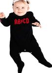 Baby Moo's ROCK N ROLL Baby Sleepsuit for Boys or Girls | New Cool AB/CD Rock Band Inspired Metal Baby Romper Outfit - Unique New Parents or Baby Gift UK (6-12 months)