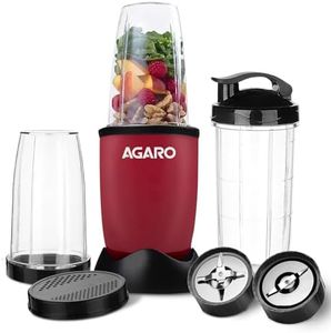 AGARO Regal 3 Jar Personal Blender, 400 Watts, Mixer/Grinder/Smoothie/Juice Maker, Serrated & Cross Ss Blade, Copper Motor, Juices, Nut Butter, Milkshakes, Idli/Dosa, Indian Spice Masala & Chutney