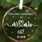 Svnntaa Glass 2024 Our First Christmas as Mr Mrs Ornaments, Our First Christmas Married Ornament 2024, Wedding Gifts for Couples Unique 2024, Christmas Tree Ornaments, Newlywed Keepsake Gift