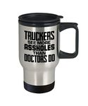 Promini Trucker Gifts Truckers See More Assholes Birthday Idea for Men Women Travel Mug